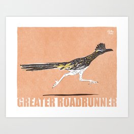 Retro-Modern bird collection, modern Greater Roadrunner Art Print