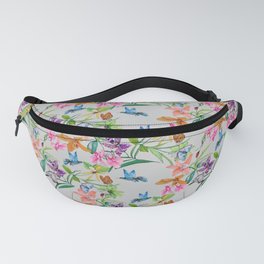  print of flowers, plants and hummingbirds Fanny Pack