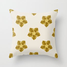 Golden flowers on a beige background Throw Pillow