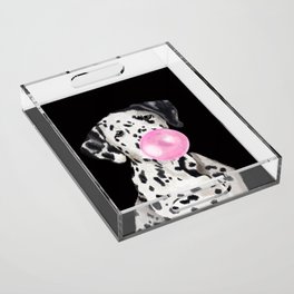 Dalmatian Blowing Bubble Gum Black Acrylic Tray