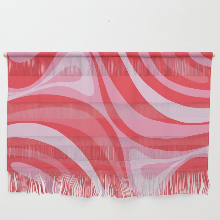 New Groove Retro Swirl Abstract Pattern Cherry Red Wall Hanging
