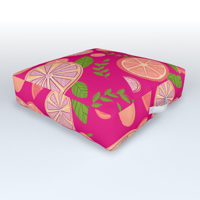 Citrus - Bright Pink Outdoor Floor Cushion