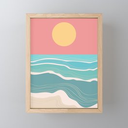 Crashing wave on sunny bay Framed Mini Art Print