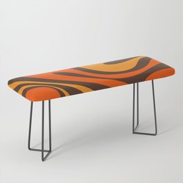 Mod Swirl Retro Abstract Pattern in 70s Brown and Orange  Bench
