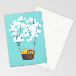Hot cloud balloon - sun and rainbow Stationery Card