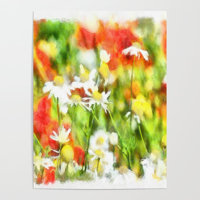 The Colors Of Spring On A Sunny Day Watercolor Poster