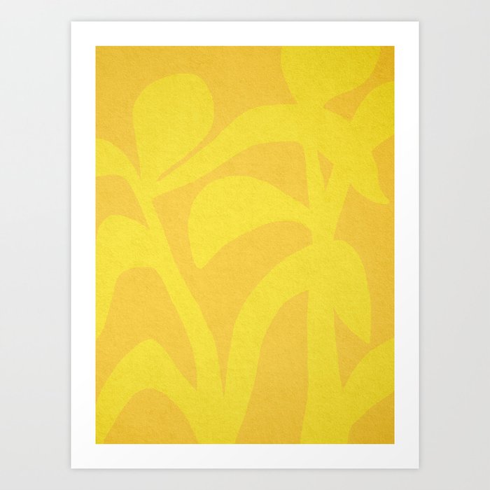 Abstract botanical- yellow Art Print