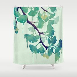 O Ginkgo (in Green) Shower Curtain