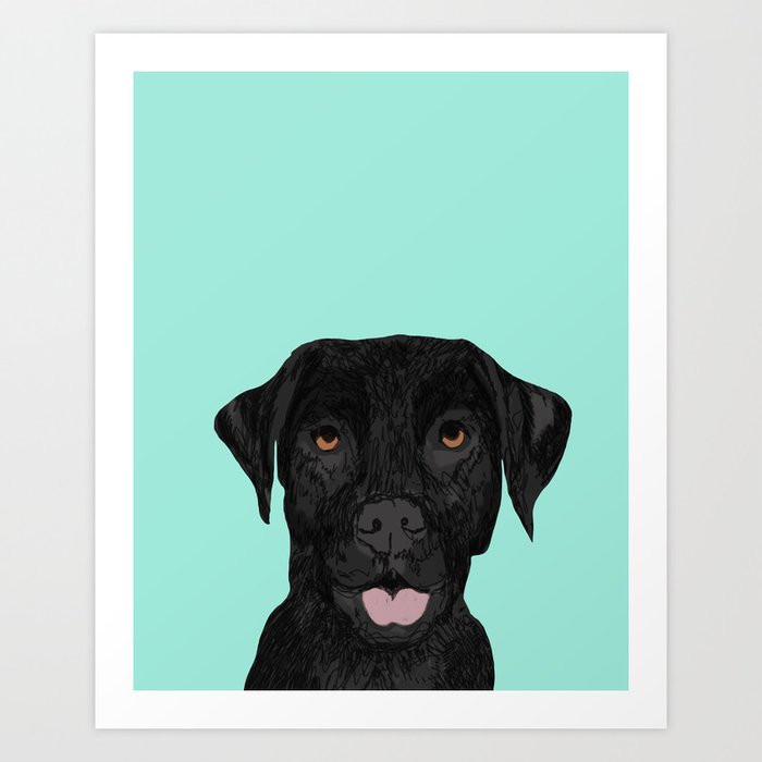 Black Labrador pet portrait dog breed art print cute dog gifts for black lab owners Art Print