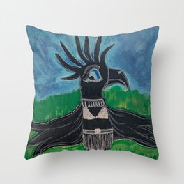 Show Girl Crow Painting, Original one of a kind Throw Pillow