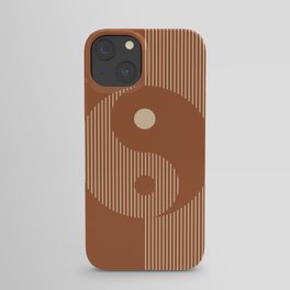 Geometric Lines Ying and Yang XIII in Terracotta and Beige iPhone Case