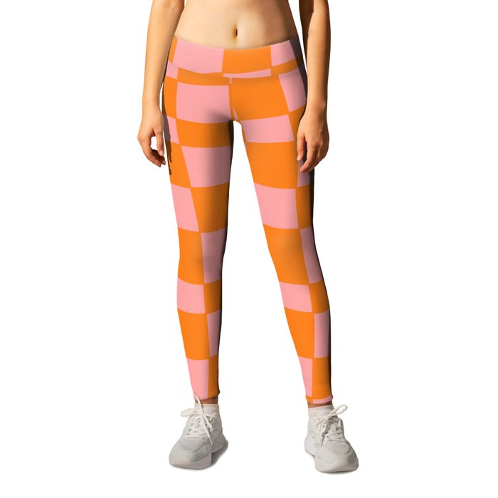 pink&orange checkered pattern Leggings