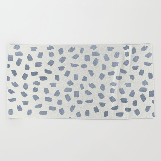 Simply Ink Splotch Indigo Blue on Lunar Gray Beach Towel