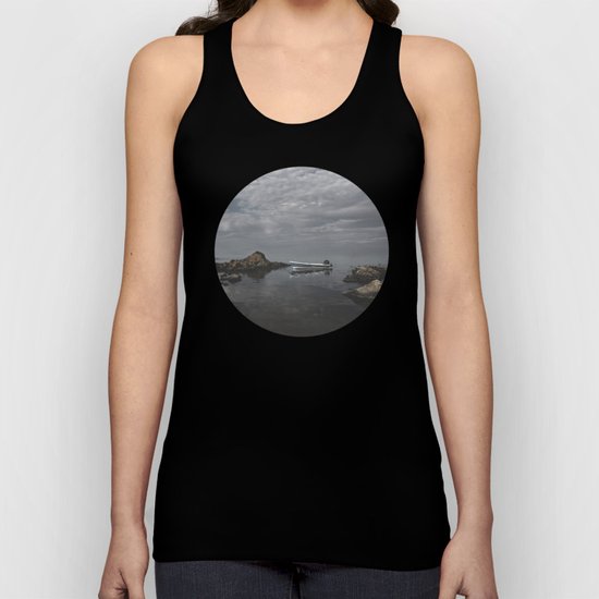 Lonely boat on the sea Unisex Tank Top
