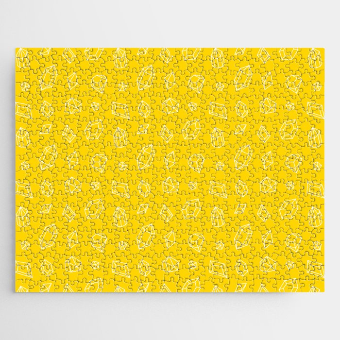 Yellow and White Gems Pattern Jigsaw Puzzle