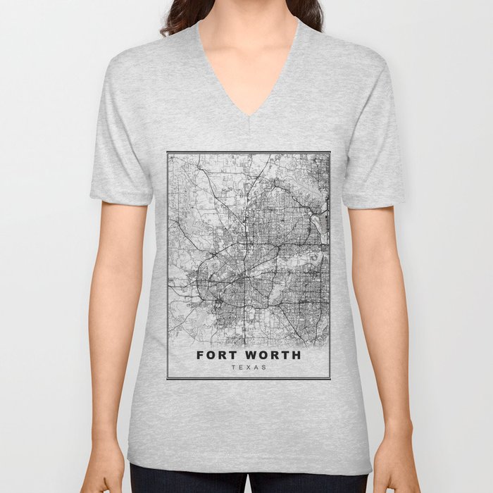 Dallas-Fort Worth Map V Neck T Shirt