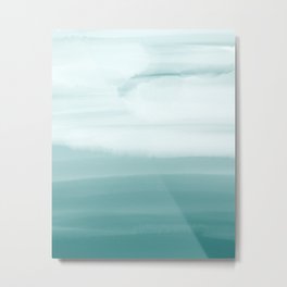 Ocean Sky // Surf Waves Teal Blue Green Water Clouds Watercolor Painting Beach Bathroom Decor Metal Print | Scenic Scene View, Surf Surfing Surfer, Green California, Ocean Sea Mermaid, Unique Kids Funny, Pictures Wave Travel, Cloth Cover Cotton, Tropical Beach Waves, Teal Blue And Light, Painting 