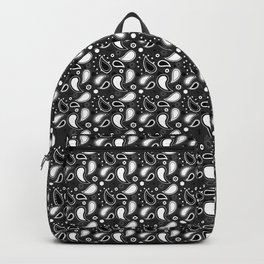 Small Black and White Paisley Pattern Backpack | Black and White, Whitepaisley, Curated, Paisleyprint, Paisleymotif, Graphicdesign, Paisley, Blackpaisley, Motif, White 