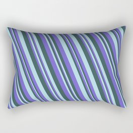 [ Thumbnail: Slate Blue, Dark Slate Gray, and Light Blue Colored Pattern of Stripes Rectangular Pillow ]