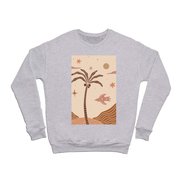 Boho Oasis Landscape Earthy Color Aesthetic Crewneck Sweatshirt by trajeado14 Society6