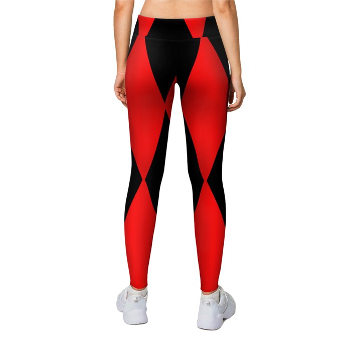 LARGE RED AND BLACK HARLEQUIN DIAMOND PATTERN Leggings by Jane Holloway