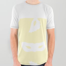 White Mask Silhouette on Pudding Yellow and White Horizontal Split All Over Graphic Tee
