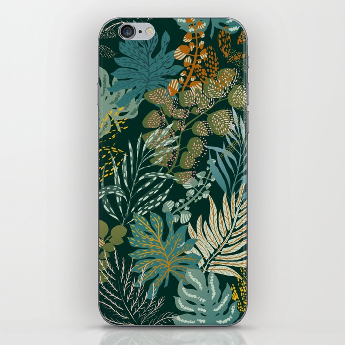 tropical night emerald leaves iPhone Skin