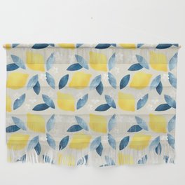 Lemons and Blue Leaves Pattern Wall Hanging