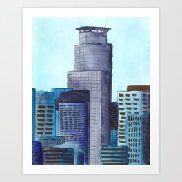 Minneapolis Skyline Watercolor Print (3 of 3) Art Print