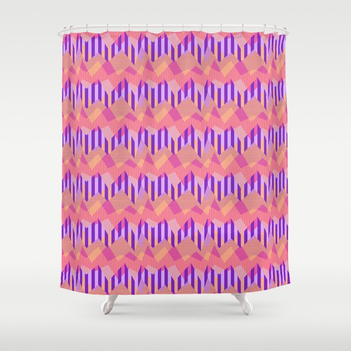 ZigZag All Day - Pink Shower Curtain