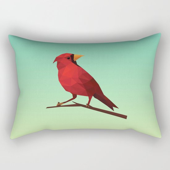 Low-poly Red Bird Rectangular Pillow