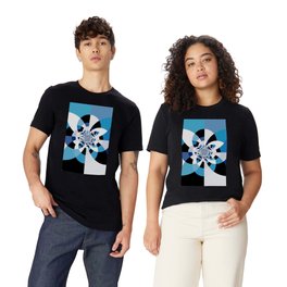 Dual Poles Blue Kaleidoscope Mandala T Shirt