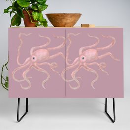 Pink Octopus Art Design Credenza