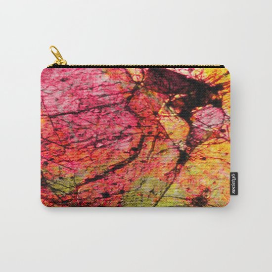 Conflict - textured abstract in pink, black and yellow Carry-All Pouch