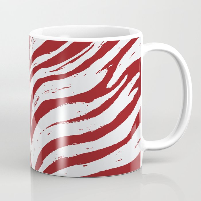 Tiger Stripes -Red & White - Animal Print - Zebra Print Coffee Mug
