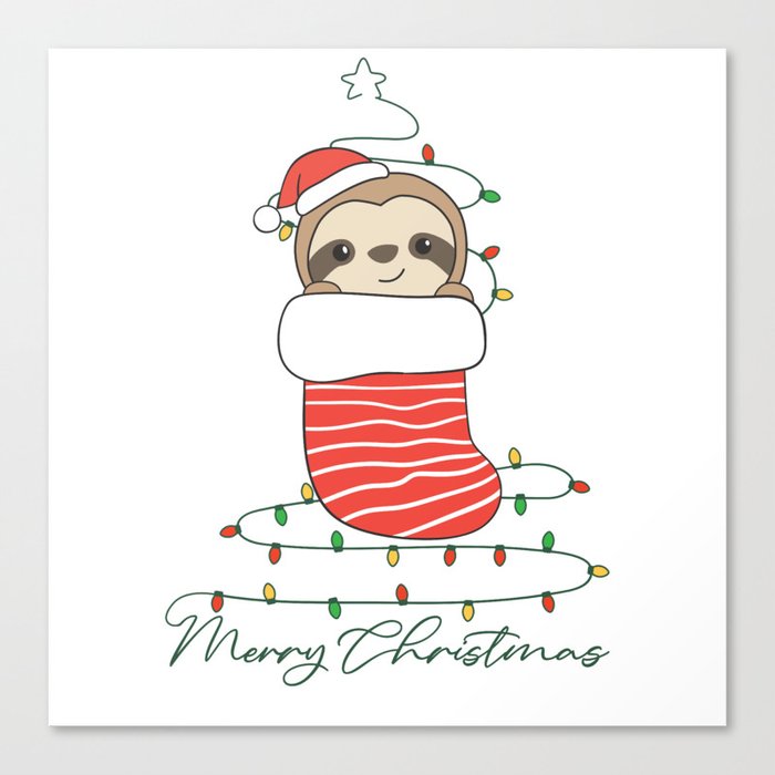 Sloth Christmas Snow Winter Animals Sloths Canvas Print
