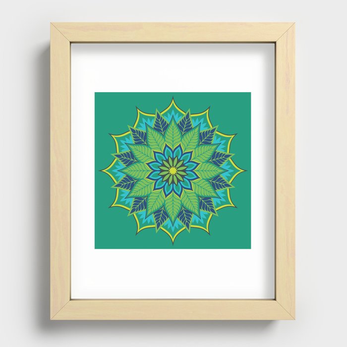 Jade Green Mandala, Springtime Abstract Recessed Framed Print