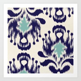 navy ikat Art Print