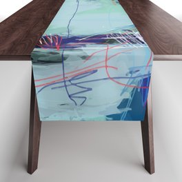 Abstract Expressionism Blue Pastel Vector Art  Table Runner