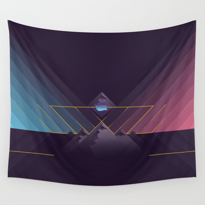 Pixelcraft Mountains Wall Tapestry