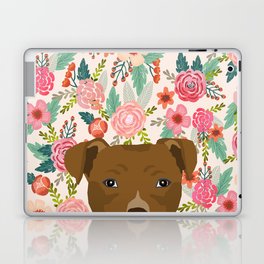 Pitbull floral dog portrait pibble peeking face gifts for dog lover Laptop & iPad Skin