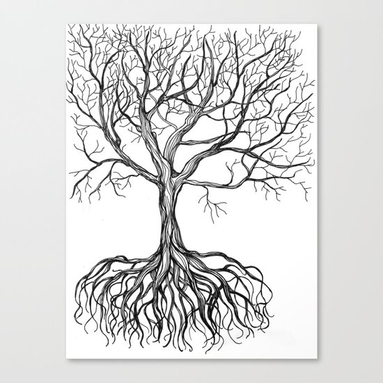 Bare tree with root Canvas Print