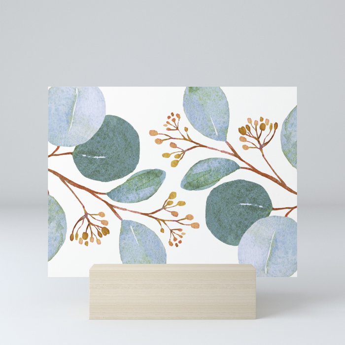 Eucalyptus Leaves Watercolor Mini Art Print