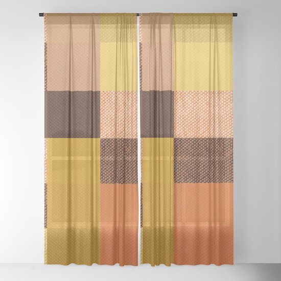 Fall Mustard Orange Golden Brown Checkered Gingham Patchwork Color