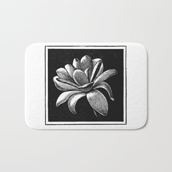 White flower Bath Mat