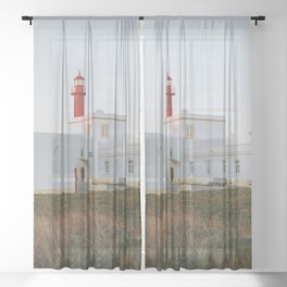 Red Lighthouse Sheer Curtain