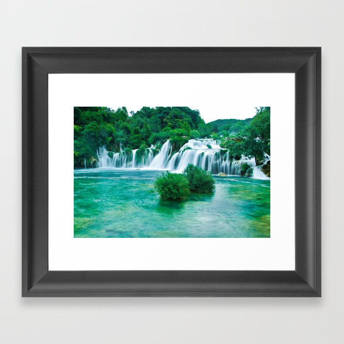 Beautiful waterfall in Croatia Framed Art Print