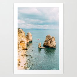 Rocks, Cliffs And Ocean Landscape At Lagos Bay Coast, Algarve Portugal, Wall Art, Landscape Art Art Print
