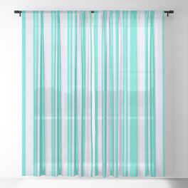 [ Thumbnail: Turquoise and Lavender Colored Stripes/Lines Pattern Sheer Curtain ]