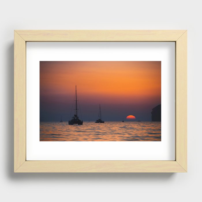 Sunset Cruise in Santorini, Greece Recessed Framed Print